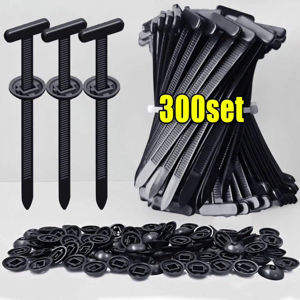 Nylon Universal Cable Tie Buckle Heavy Duty Self-Locking Zip Ties Holder with Pin Fasteners Car Body UV Resistant Zipties