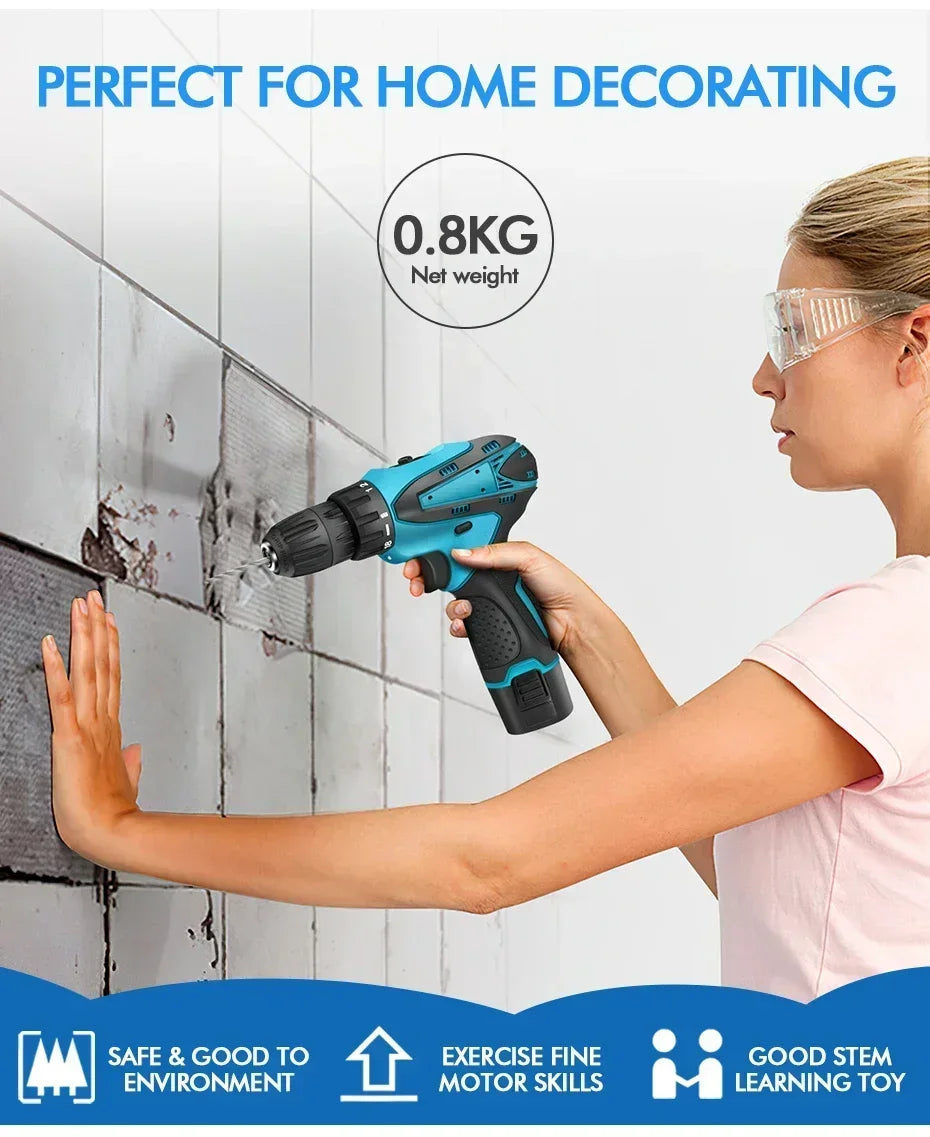 12V Electric Impact Drill with 32N Torque Wireless Cordless Power Tool Portable Multi-Function Screwdriver for Automotive