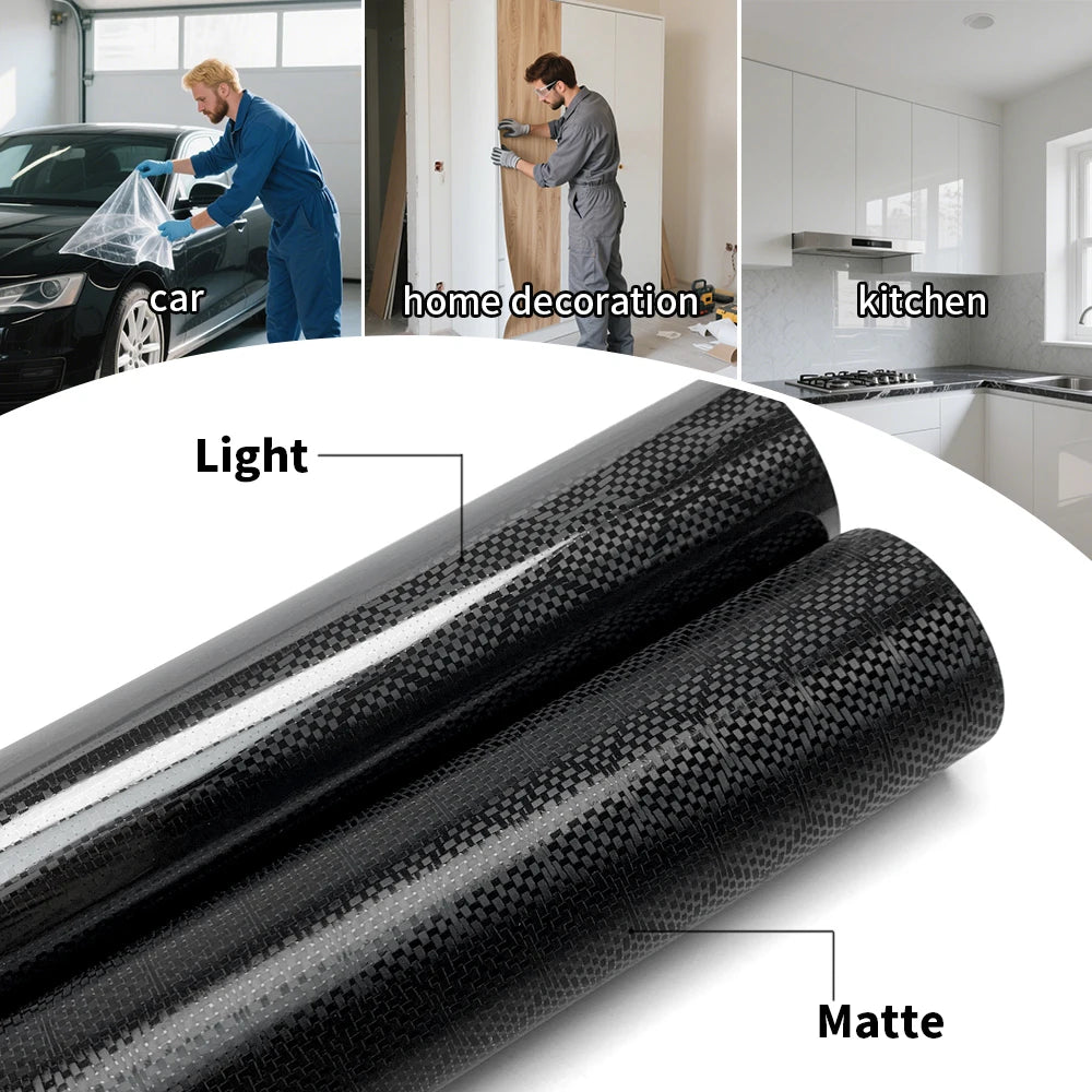 9D Carbon Fiber Car Sticker Self Adhesive Glossy Black Vinyl Wrap Film Anti-Scratch Auto Decoration Sticker for Cars Accessories