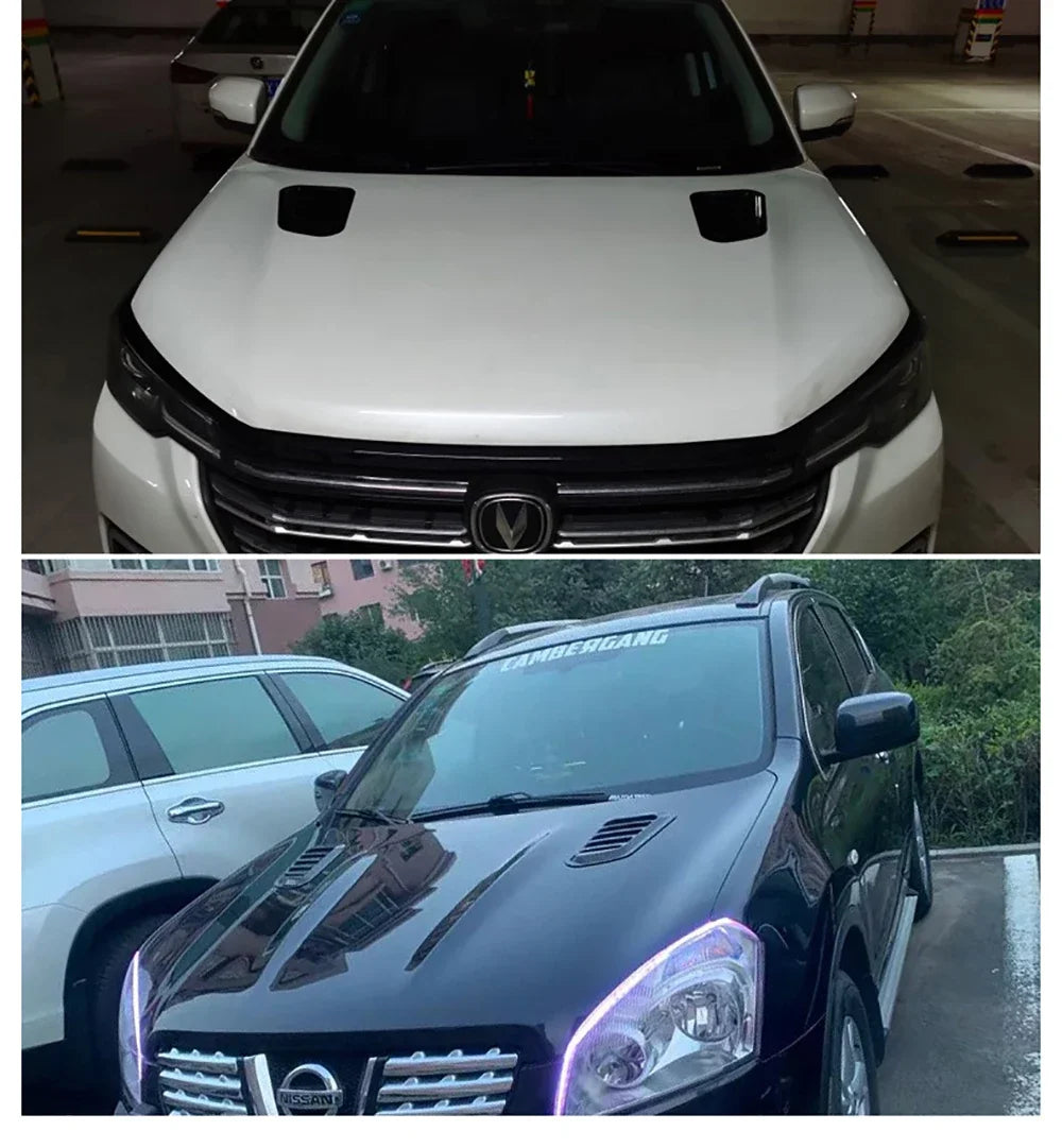 2PCS Car Hood Tuning Decoration Stickers Universal Air Intake Auto Hood Scoop Bonnet Vent Cover Carbon Fiber Decoration Styling