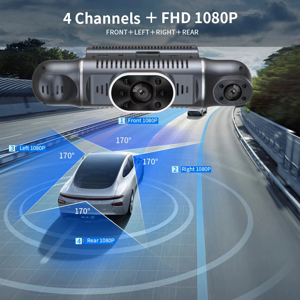 4Camera Car DVR 4*1080P 360 Degrees Video Recorder WIFI GPS Dash Cam Front right left Rear View camera 24h Parking Monitor Gift