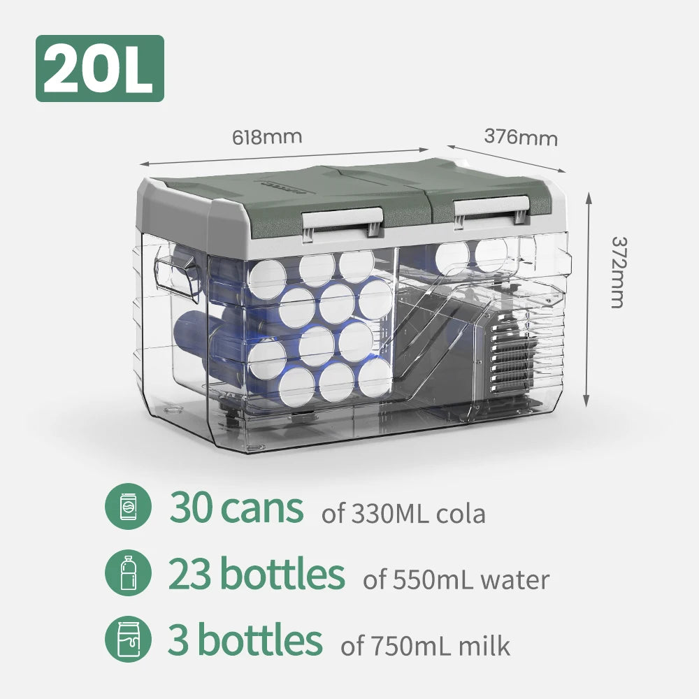 Alpicool NLS 20L 30L 40L Car Refrigerator Dual Zone 12V Portable Compressor Fridge Freezer 12/24V DC 100-240V AC for Camping