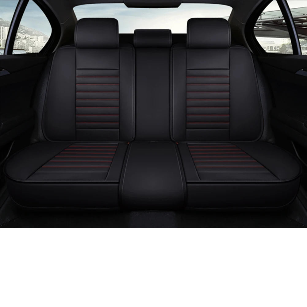 Black & White Faux Leather Car Seat Covers - Universal Fit, Lumbar Support, Waterproof, Anti-Slip, Durable for Cars, SUVs, Truck