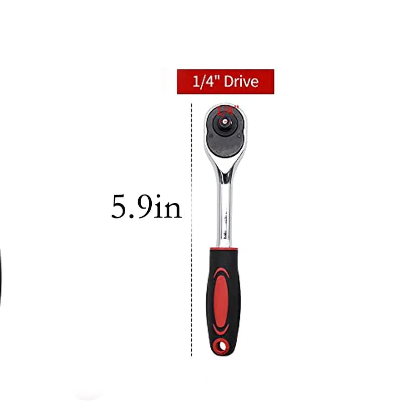 Drive Ratchet Handle, Professional Heavy Duty Ratchet Set, Quick-release Reversible, Premium Chrome Vanadium Steel Construction