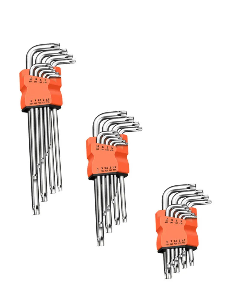 9Pcs Torx Star Wrench Kits Set Allen Keys Hexagon Spanner Key Set Plum Blossom Dual End L Type Star Screwdriver Hand Repair Tool