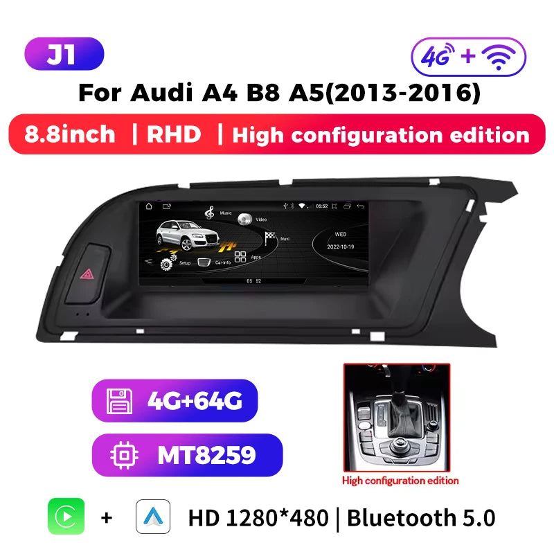 wireless carplay Android auto bluetooth car stereo radio for audi a4 b8 a5 S4 Multimedia Player Navigation GPS touch screen RHD