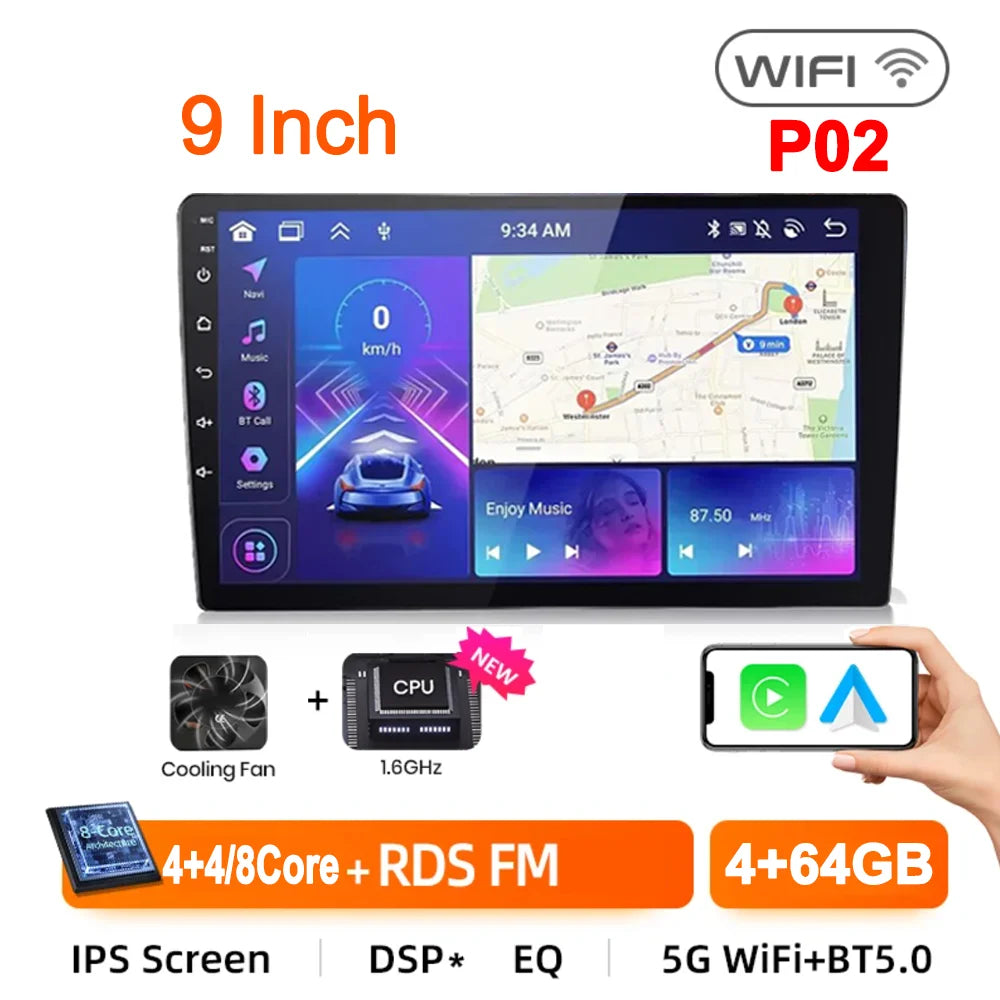 7/9/10inch 2 Din Car Audio Android 13 4/8Core Android auto Carplay 64G Automotive Multimedia Player BT Car intelligent Systems