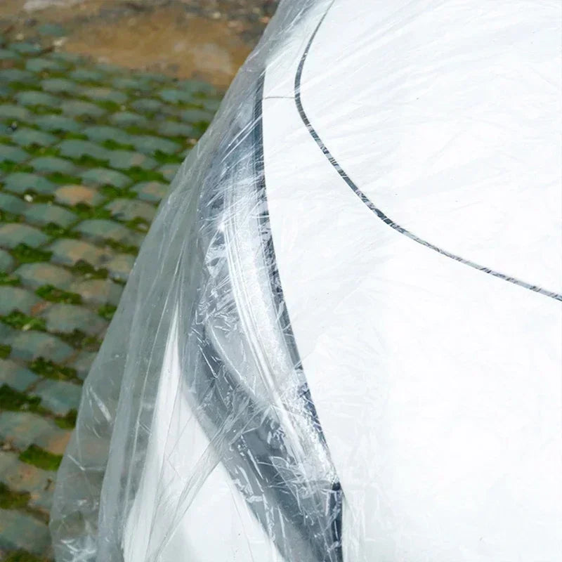 Universal Car Shield Cover PE Transparent Covers With Elastic Band Rain Dust Resistant Scratch-Proof Full Car Protective Shield