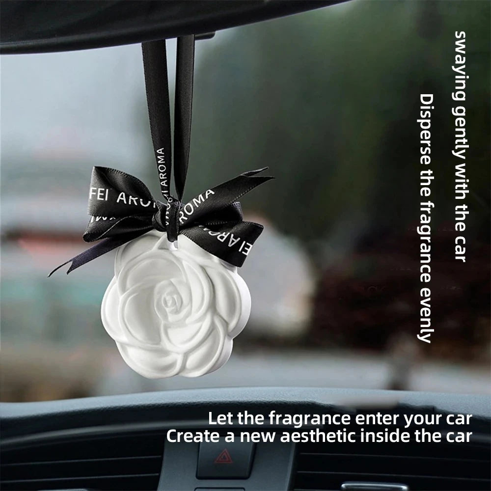 Car Hanging Air Freshener Beautiful White Flower Perfume for Car Styling Aroma Fresh Air Purifier Interior Decorations Ornament