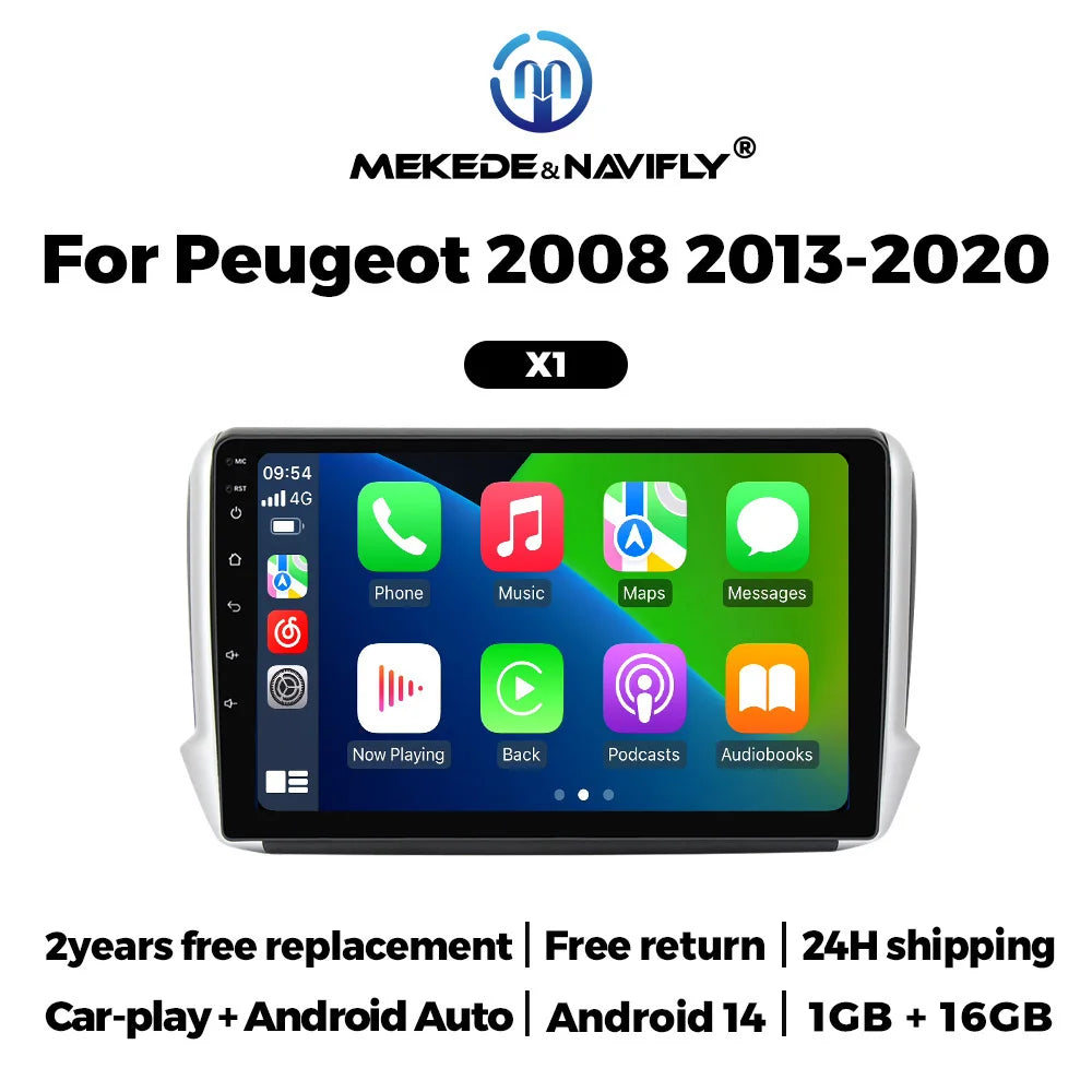 Android 14 Car Radio 2GB+32GB Wireless Carplay AUTO For Peugeot 208 2008 2013 2014 - 2020 Navigation GPS Multimedia Video Player