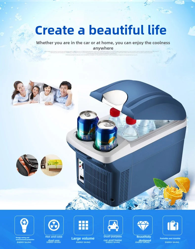6L Portable Compact Mini Fridge 12V Car Refrigerator Freezer for Camping Traveling Electric Cool Box Summer Outdoor Fridge