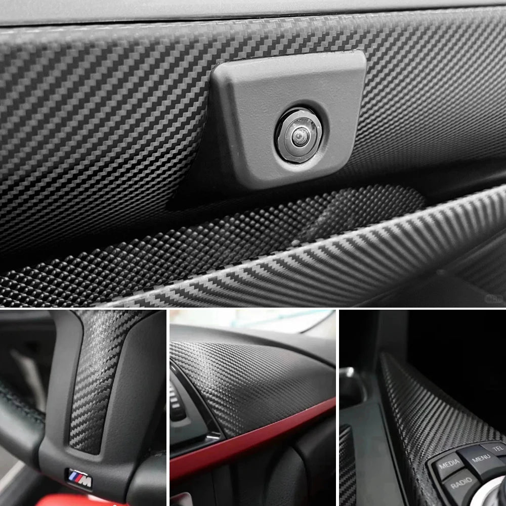 9D Carbon Fiber Car Sticker Self Adhesive Glossy Black Vinyl Wrap Film Anti-Scratch Auto Decoration Sticker for Cars Accessories
