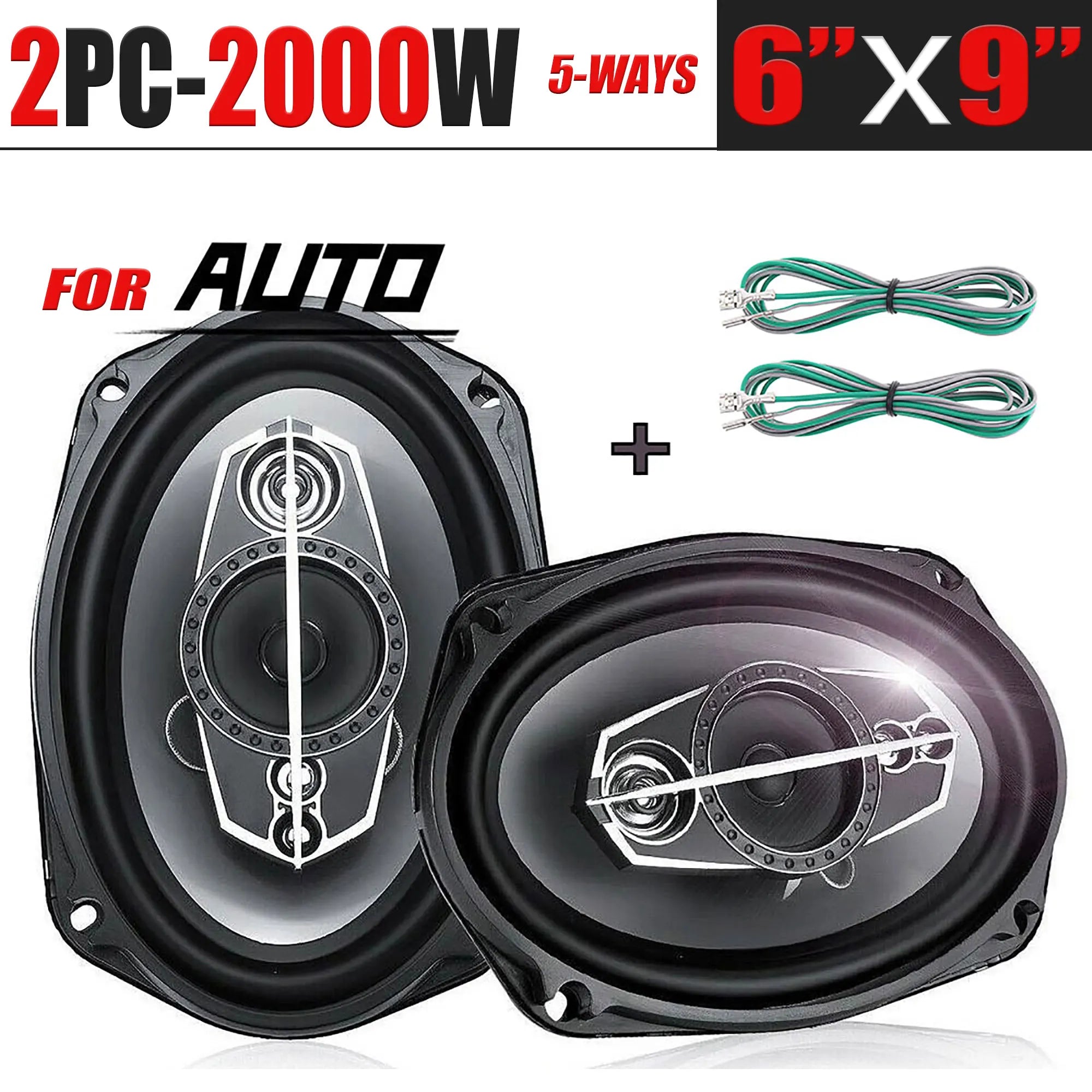 6X9 Inch (2x100W)2000W 5 Way Stereo Car Speakers Hi-Res Audio Coaxial Connectivity Universal Flush Mount Design with App Control