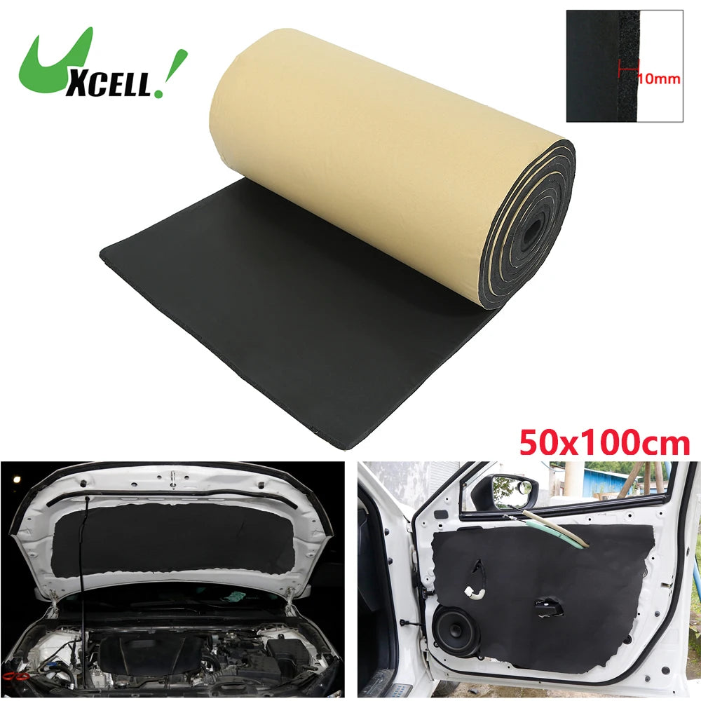 Uxcell 200X50cm 5mm 8mm 10mm 10.76sqft Car Acoustic Foam Floor Tailgate Sound Insulation Deadener Mat Noise Reduction Pad Black