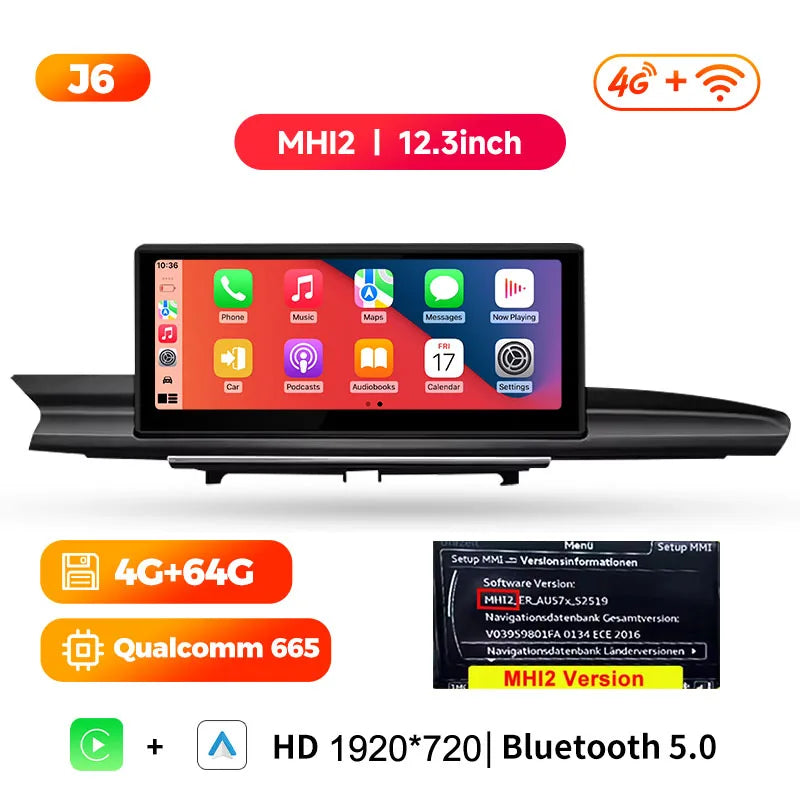 Android 14 bluetooth Car Radio Multimedia Player Carplay Screen Stereo ntelligent car systems GPS Navigation For Audi A6 A7 C7
