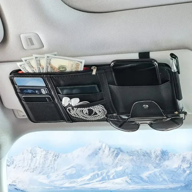 Car Sun Visor Bill Pen Business Card Holder Organizer Storage Box Sunglasses Clip Stowing Tidying Car Accessories