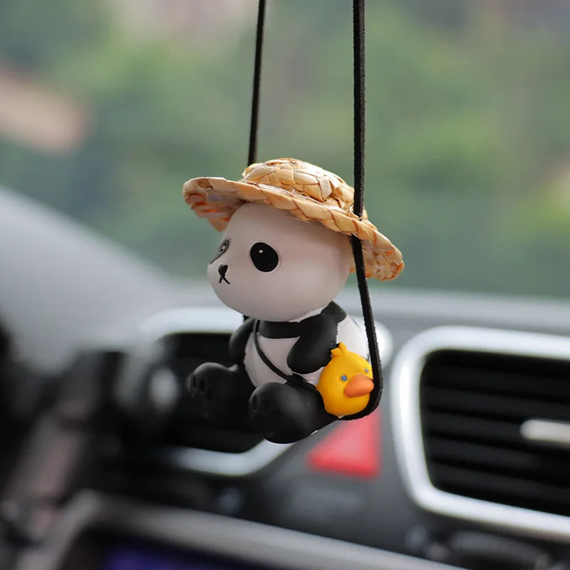 1Pcs Cartoon Animal Car Pendant  Auto Rearview Mirror Hanging Ornaments for Woman Girls Car Interior Accessories Lucky Gifts