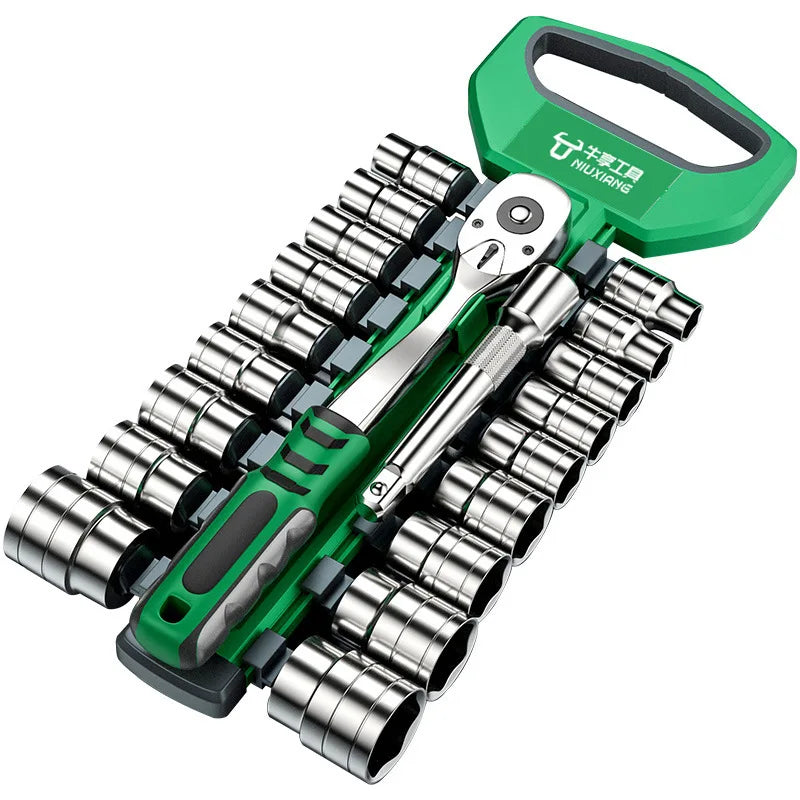 A Complete Set of 72-tooth Ratchet Wrenches Made of Portable and Multi-functional Chromium-molybdenum Steel for Home Use