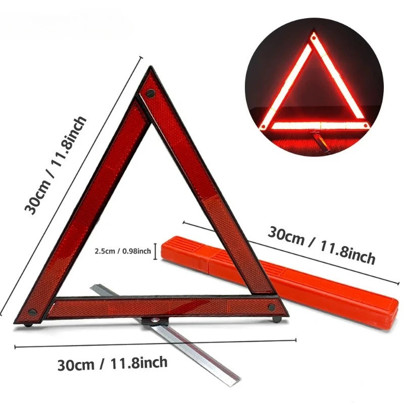 Car Triangle Reflective Tripod Emergency Breakdown Warning Reflective Sticker Safety Hazard Foldable Stop Sign Car Accessories
