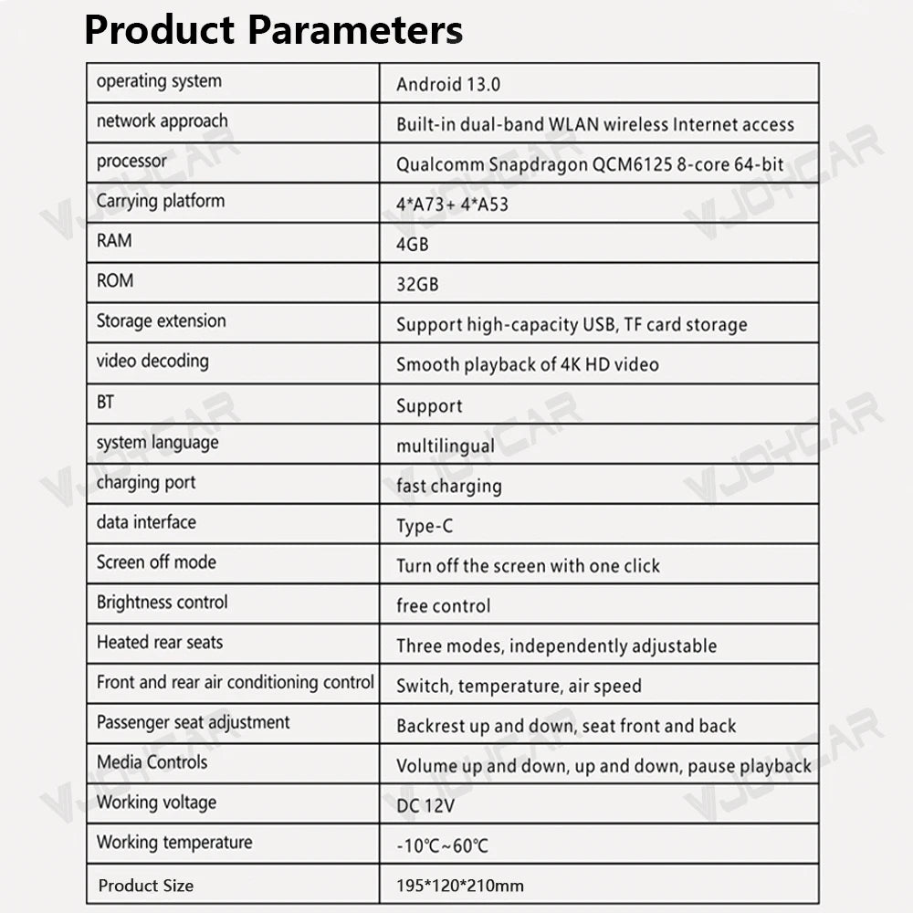VJOYCAR Newest 8.8inch 4K HD Rear Display for Tesla Model Y 3 WIFI Entertainment Screen Qualcomm Chip 4-Direction Airlet Adjust