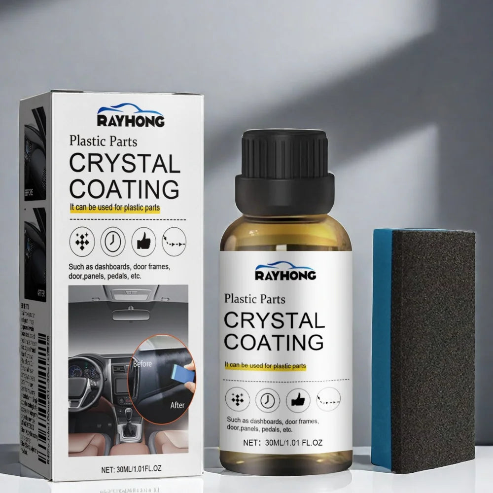 30ml Interior Plastic Parts Retreading Agent Crystal Coating Wax Renewed Plastic Restore Long-lasting Liquid Car Maintenance