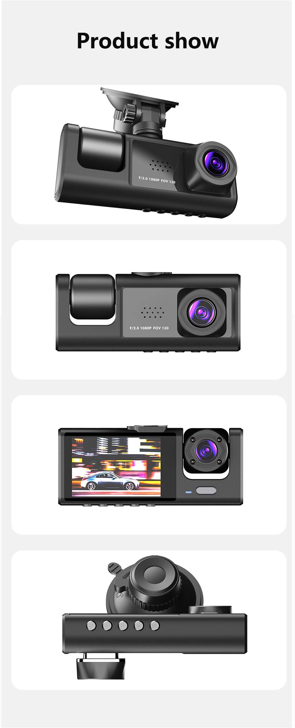 WIFI APP Control Car Dvr 3 Channel 1080P Dash Cam for Cars Front and Rear View Recorder Video Car Camera for Car Assecories