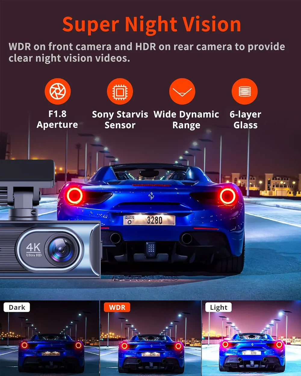 UHD 4K+2.5K Car DVR Front And Back Dash Cam Camera 5G WIFI GPS Dashcam Mini Black Box With 24H Parking Monitor Night Vision
