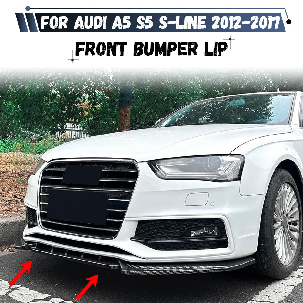 For Audi A5 S5 8T S-line 2012-2017 Front Bumper Lip Spoiler Splitter Diffuser Body Kit Tuning Canard Lip Protector Cover