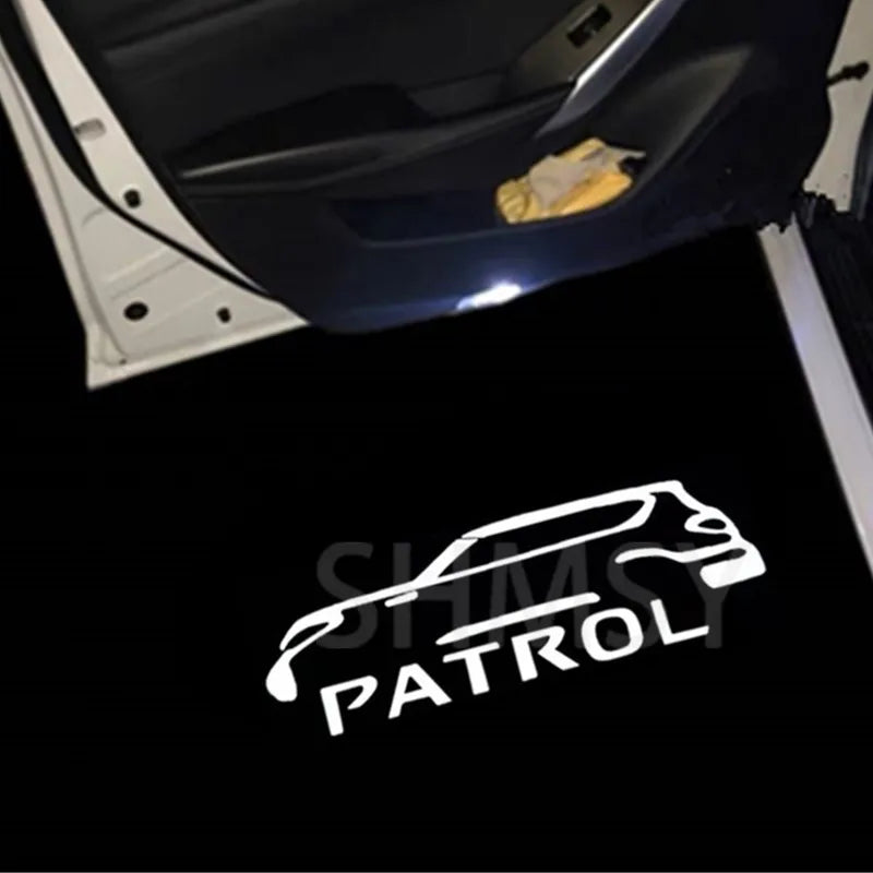2Pcs Car Door LED Logo Lights Courtesy Projector Welcome Lamp Ghost Shadow Lamp Compatible With For Nissan Patrol Y62 2010-2021