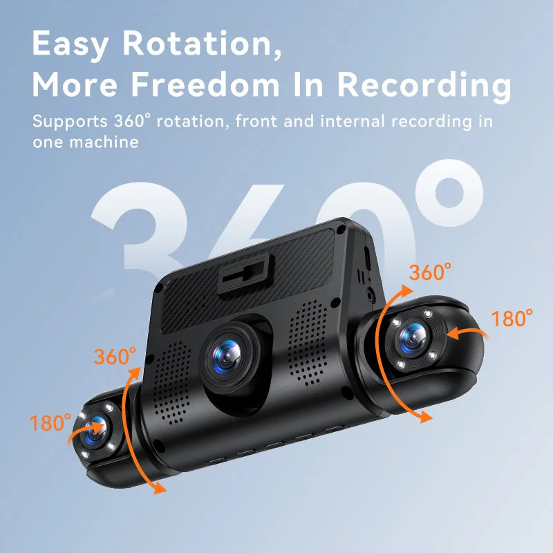 4 Channel Car DVR Dash Camera 4K Front and Rear Cam 2.4INCH 360 Dash Cam 4k*1080P 4 Lens Video Recorder Support 24H Parking
