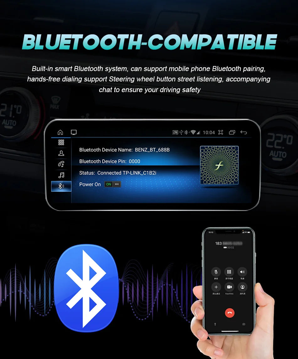Android 14 Wireless CarPlay For Mercedes Benz C Class W205 Screen Android Auto Multimedia Navigation GPS SWC DSP 4G WiFi