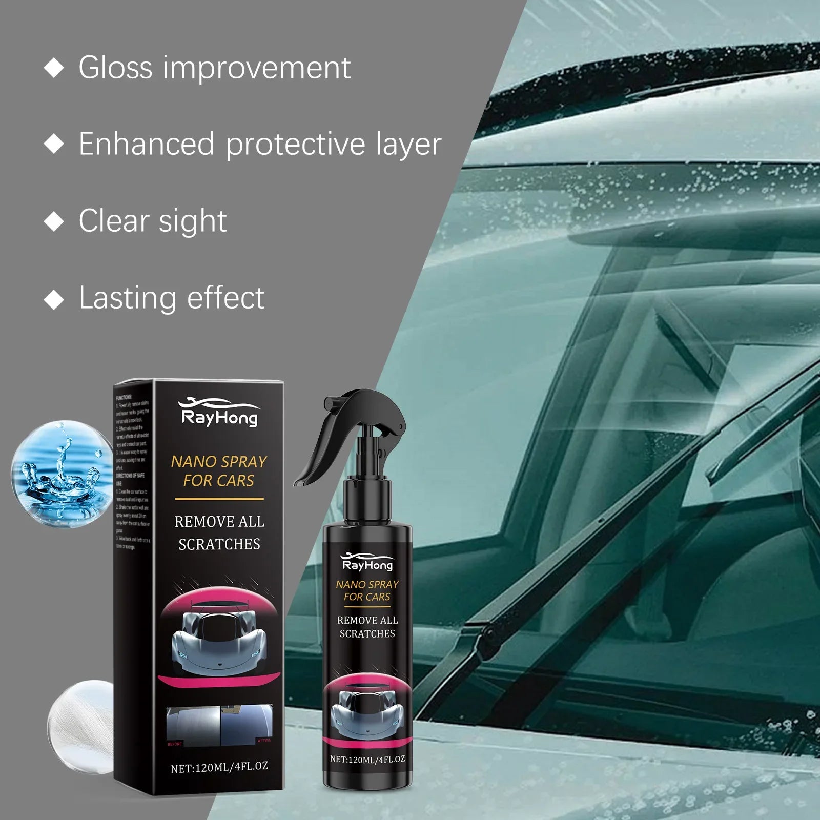 30/120ML Car Nano Coating Spray Liquid Wax Polish Paint Sealant Water Repellent Protective Layer for Automotive Detailing Shine