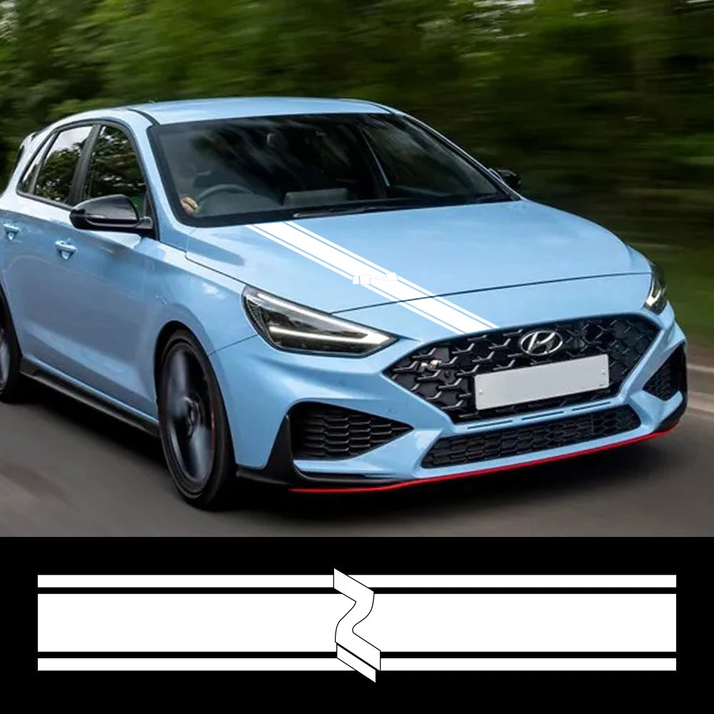 Car Hood Bonnet Sticker For Hyundai I30N i30 N-Line GDI MK3 Racing Sport Stripe Style Vinyl Decor Decals Auto Tuning Accessories