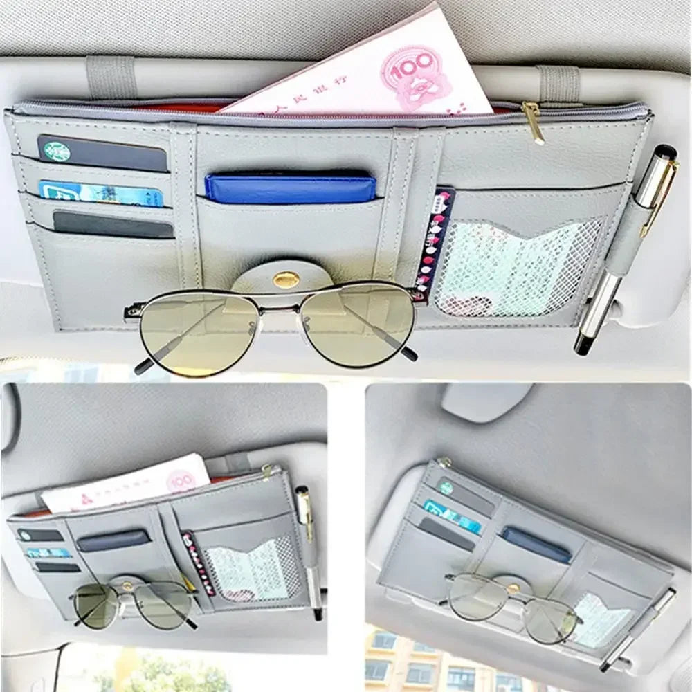Car Sun Visor Bill Pen Business Card Holder Organizer Storage Box Sunglasses Clip Stowing Tidying Car Accessories
