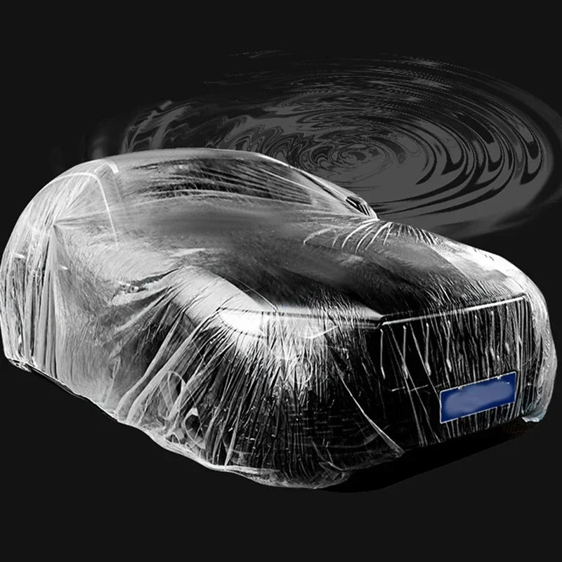 Universal Car Shield Cover PE Transparent Covers With Elastic Band Rain Dust Resistant Scratch-Proof Full Car Protective Shield