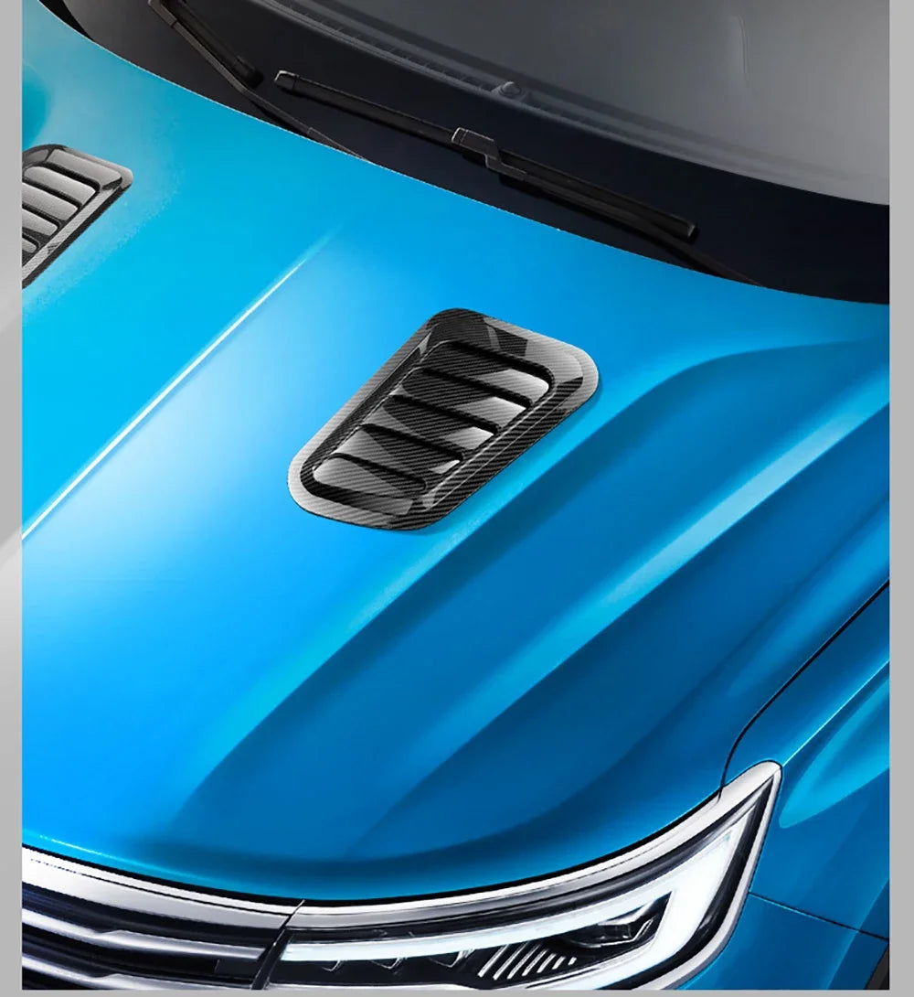 2PCS Car Hood Tuning Decoration Stickers Universal Air Intake Auto Hood Scoop Bonnet Vent Cover Carbon Fiber Decoration Styling