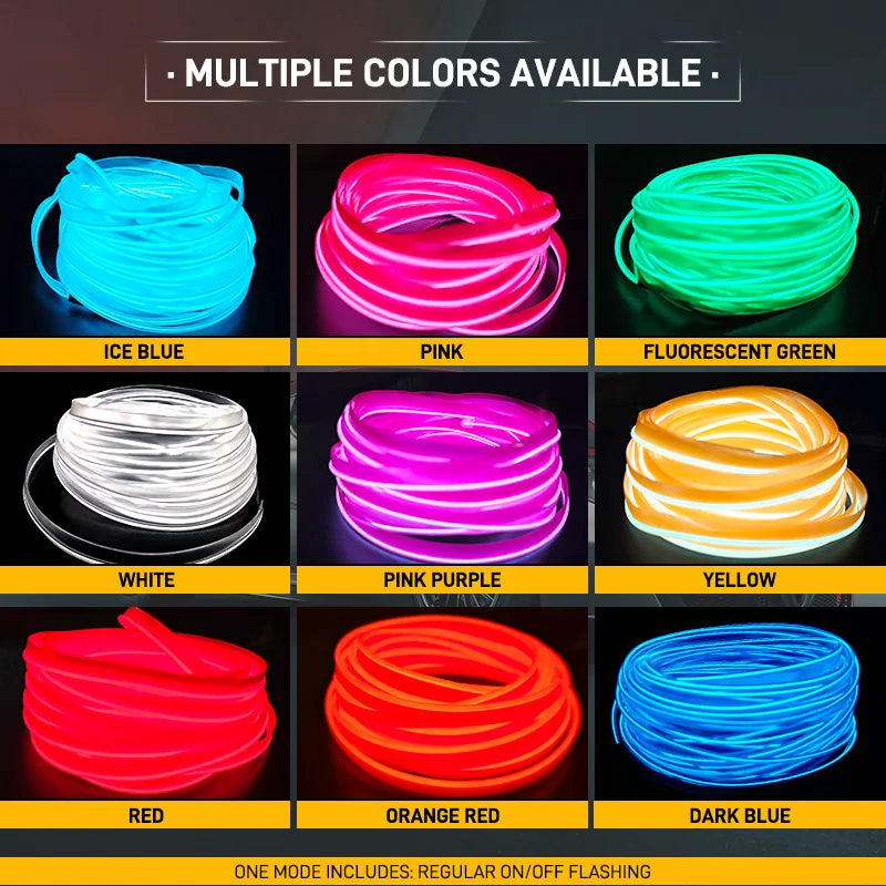 1/2/3/4/5M Car Led lampe décorative câblage bande néon flexible USB Interior lighting of the vehicle，Diode d'ambiance de fête