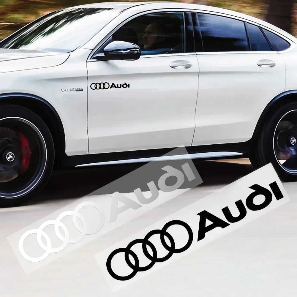 For Audi  Car Styling PVC Logo Side Body Fender Windshield Trunk Bumper Sticker RS S Line A3 A4 A5 A6 A7 Quattro Q2 Q3 Q5 Q7