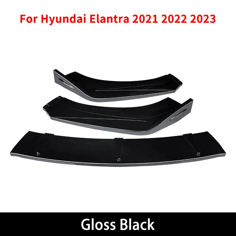 For Hyundai Elantra 2021 2022 2023 Car Front Bumper Splitter Lip Body Kit Spoiler Diffuser Deflector Decorative Strip Shovel ABS