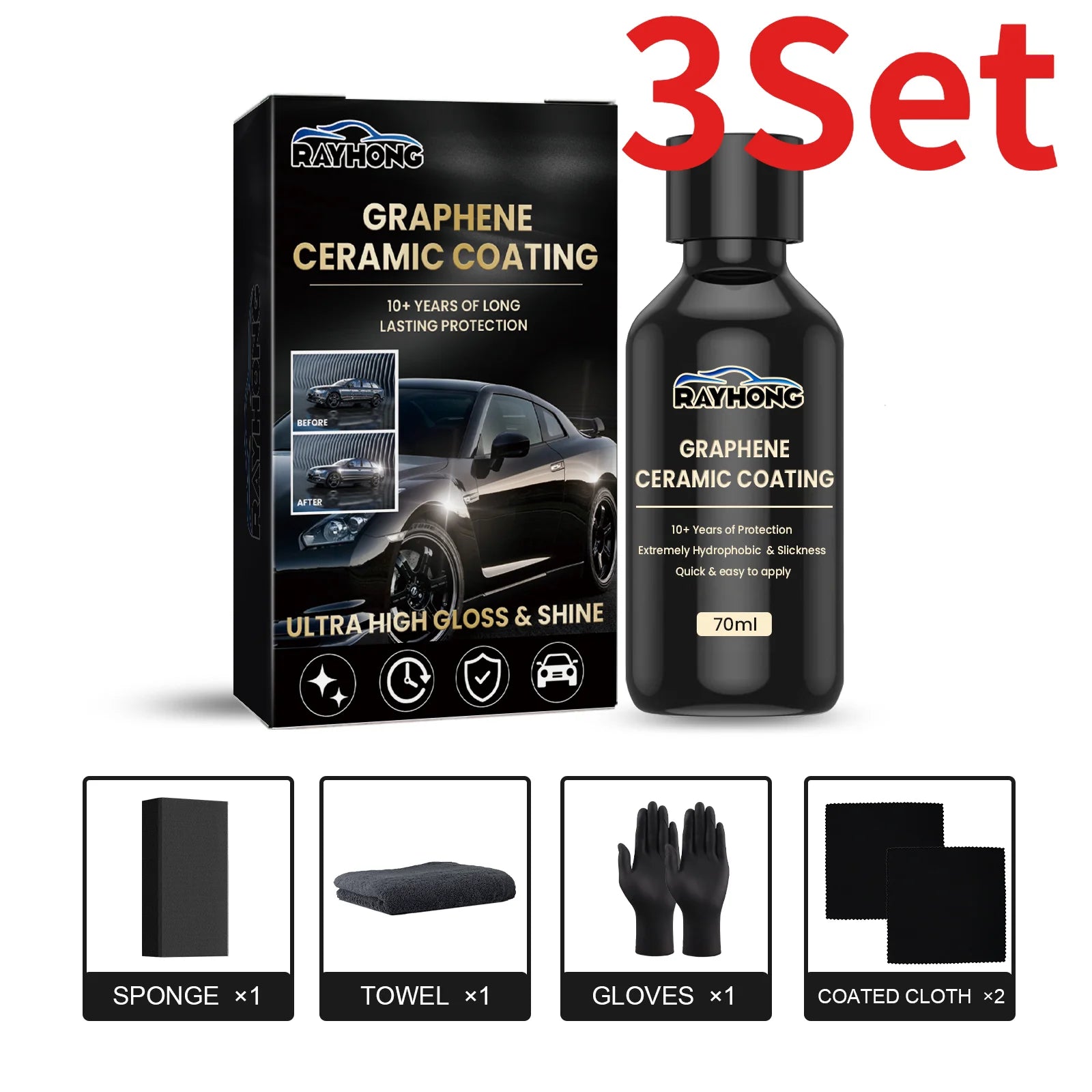 1-5x Nano Ceramic Coating Graphene Advanced Technology Super Hydrophobic Maintenance Liquid UV Glow Hydrophobic Paint Protection