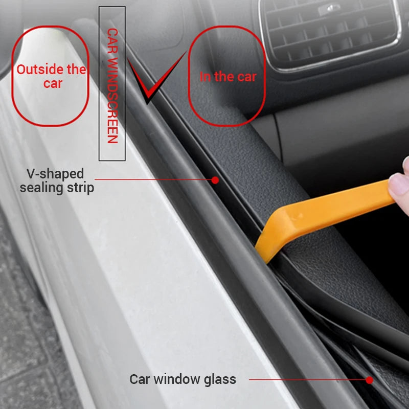 SEAMETAL Car Door Window Seal Strip Rubber V Shape Auto Side Window Gap Filler Weatherstrip Noise Insulation Protector Strips