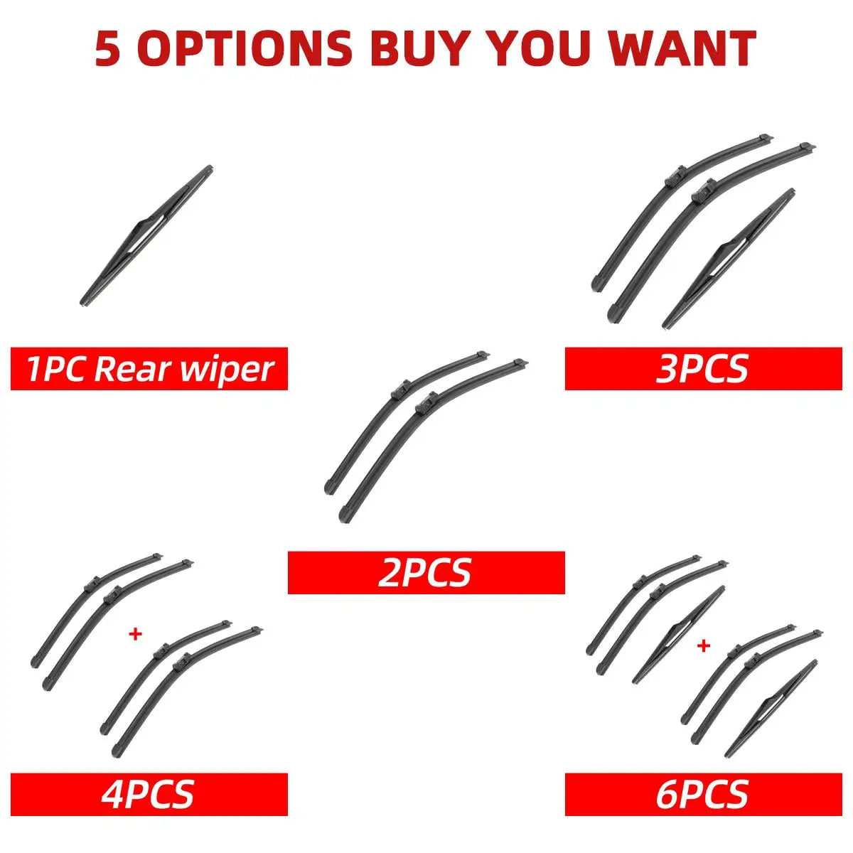 1/2/3/4/6PCS Car Wiper For Ford Fiesta MK6 2008-2016 Front Rear Wiper Blades Brushes Auto Accessories 2011 2012 2013 2014 2015