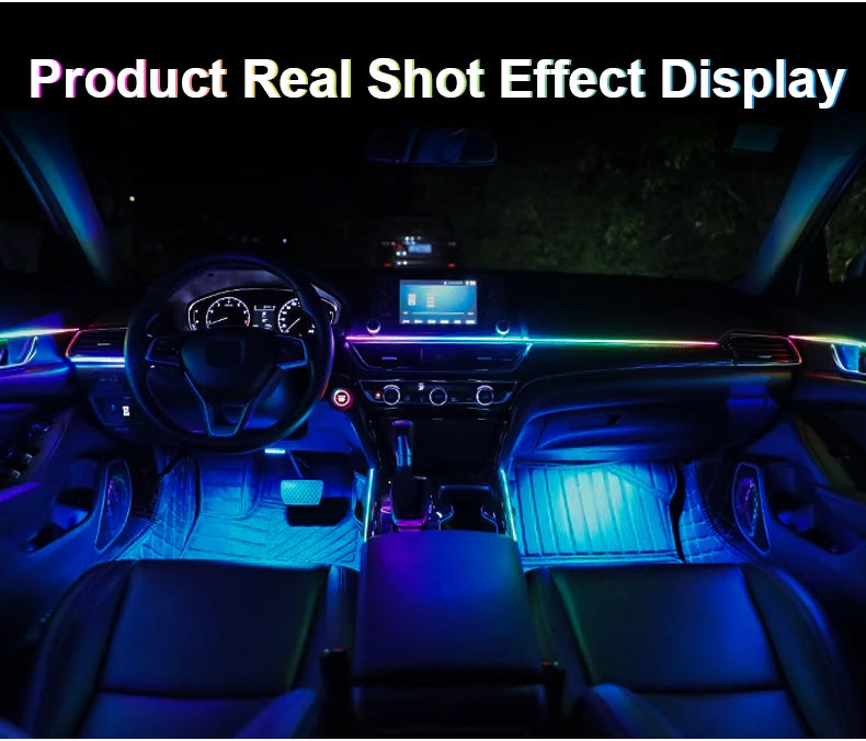 14/18 in 1 Led Acrylic Car Ambient Light RGB 64 213 Color Symphony Acrylic APP Streamer Atmosphere Lamp Kit One Zone Dual Zone
