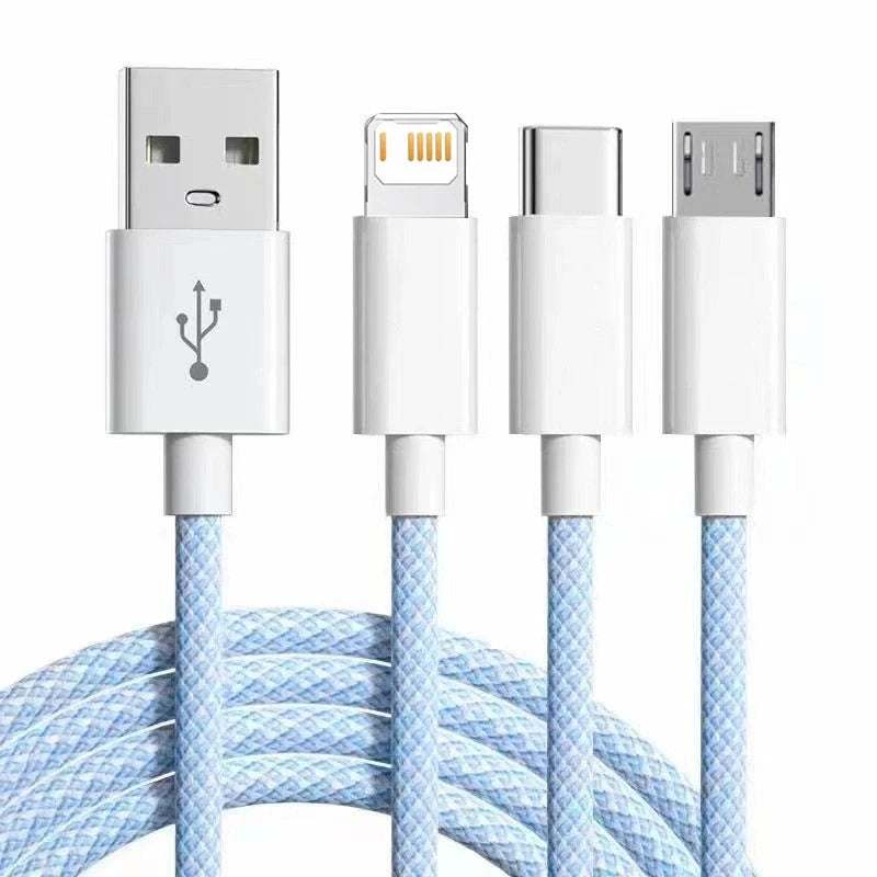3IN1 100W 6A Car Fast Charging USB Cable For iPhone 14 13 12 11 15 17 16 Pro Max Samsung Xiaomi PD Cable Tablet Type C Data Cord