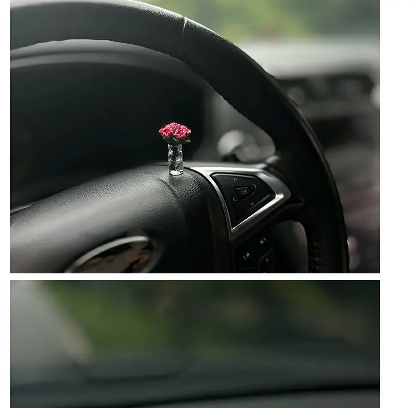 Cute Car Interior Decoration Mini Rose Sunflower Vase Auto Center Console Decoration Ornaments For Car Gifts Accessories