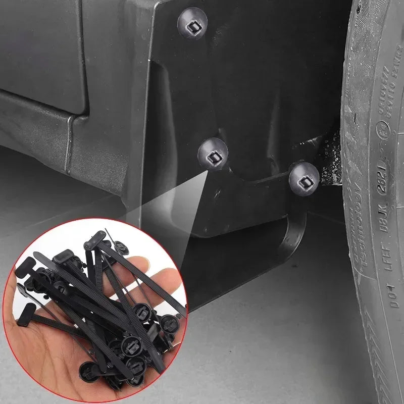 Nylon Universal Cable Tie Buckle Heavy Duty Self-Locking Zip Ties Holder with Pin Fasteners Car Body UV Resistant Zipties