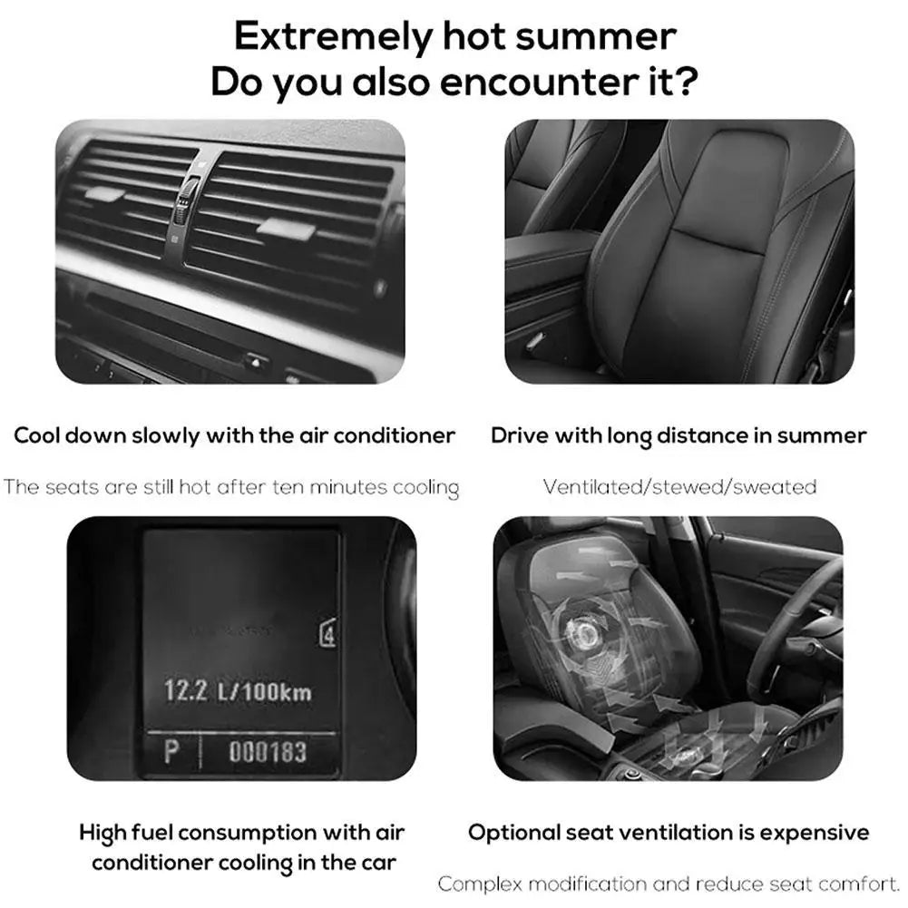 Car Seat Fan - High Speed USB Cooling Fan with Strong Wind, Backrest Ventilation for Vehicles, 12V/24V Auto Cooling System