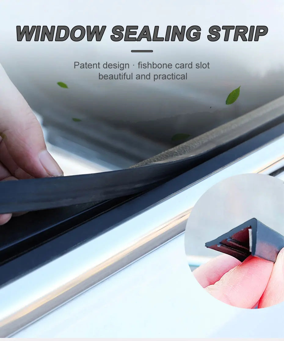 1PC Car Window Seal Strip Rubber Car Side Window Gap Filler Noise Insulation Waterproof Windproof 7-Shape Sealing Strips