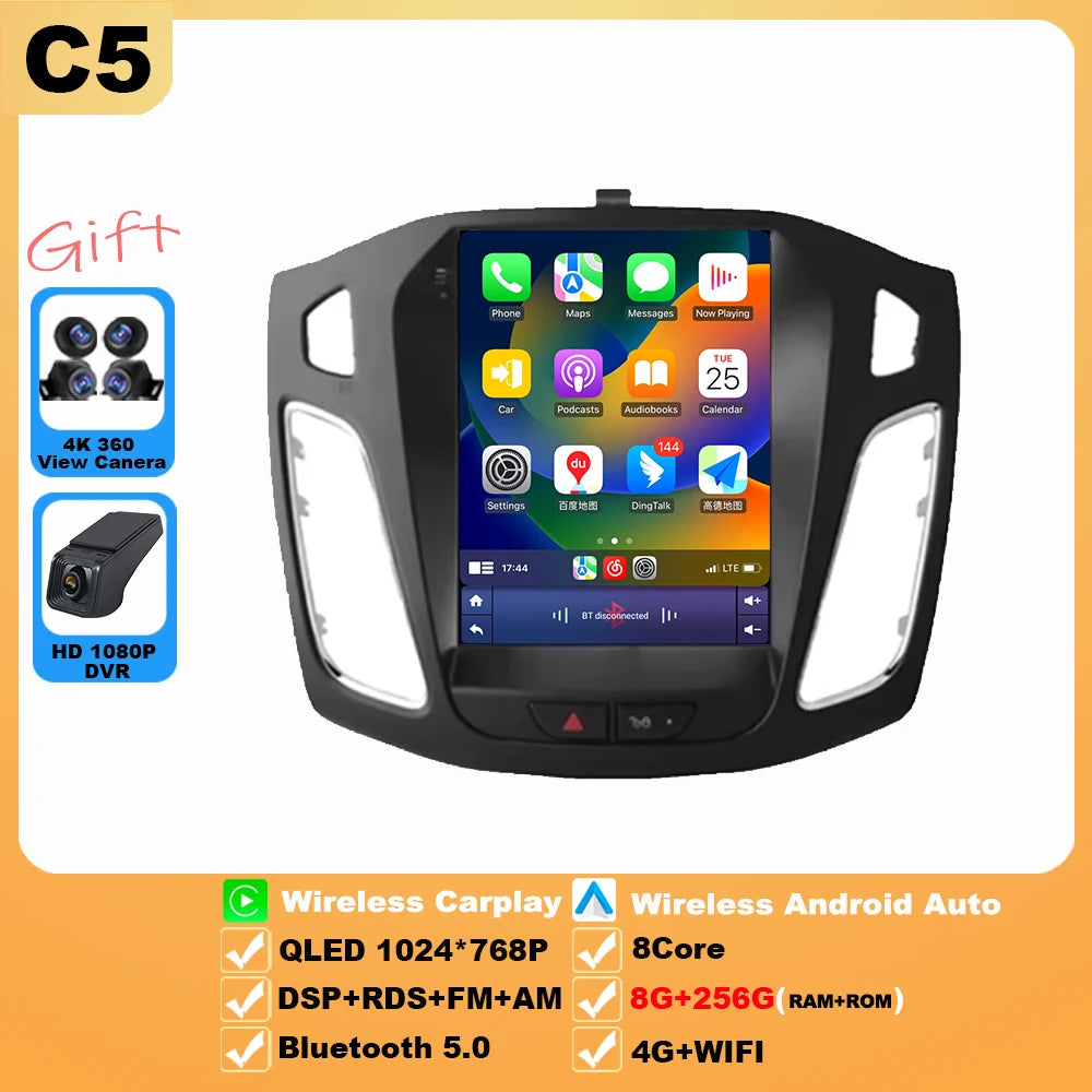 9.7 inch 8Core Android 15 Car Radio for Ford Focus 3 Mk 3 2011 2012 - 2019 Multimedia Video Player 2Din Carplay Auto Stereo DVD