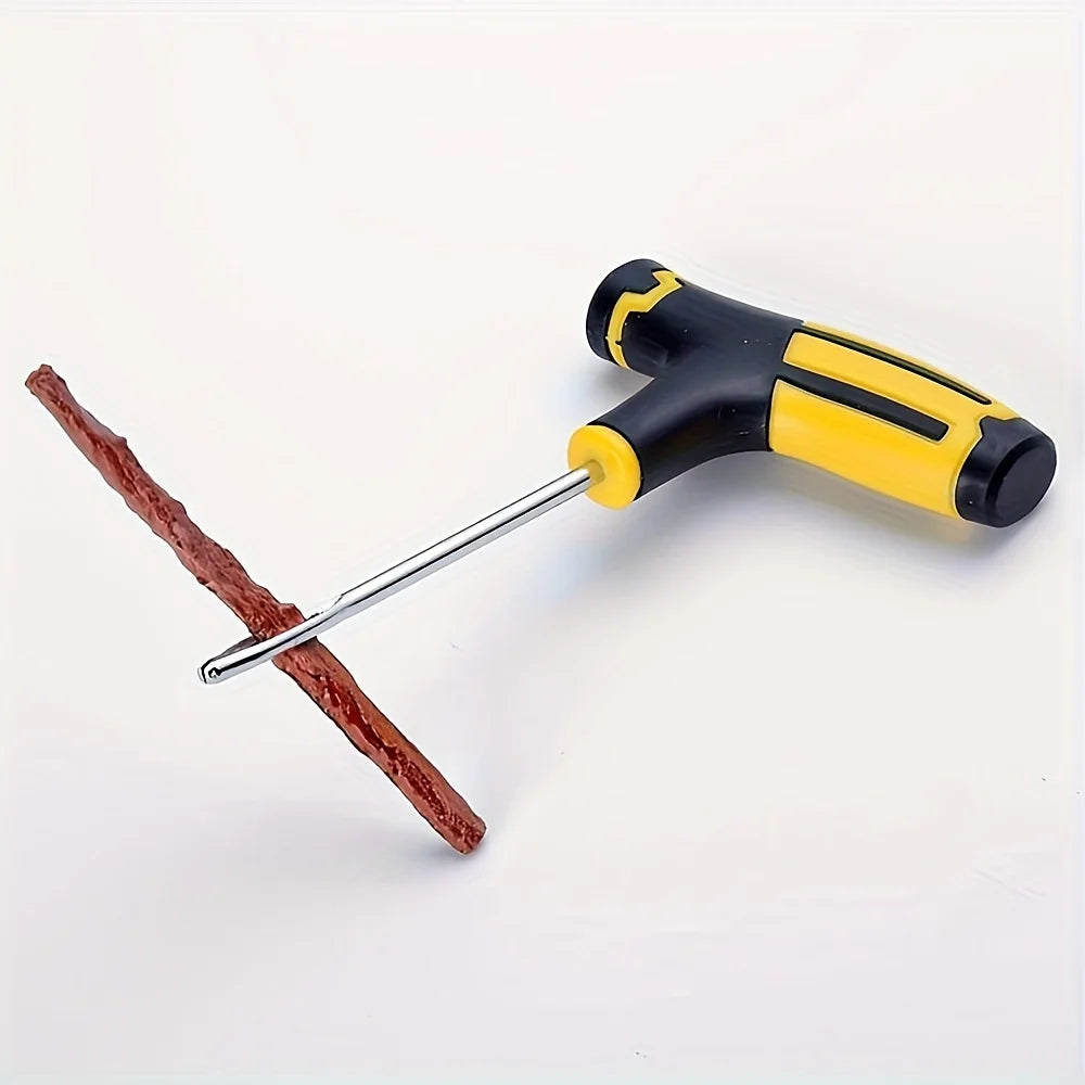 Emergency Tire Repair Kit with Rubber Strips, Probe & Glue - Quick Roadside Fix for Cars, Motorcycles or Bikes, Portable